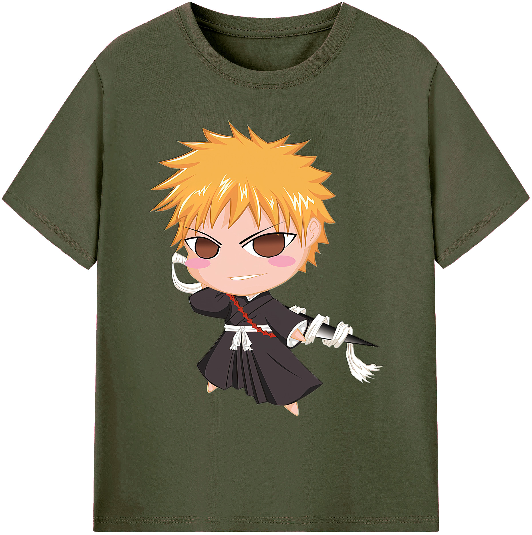 （画像用） ブリーチ 黒崎一護（くろさき いちご）BLEACH Kurosaki Ichigo 綿100％ メンズ半袖Tシャツ｜肌触りやわらか＆通気性